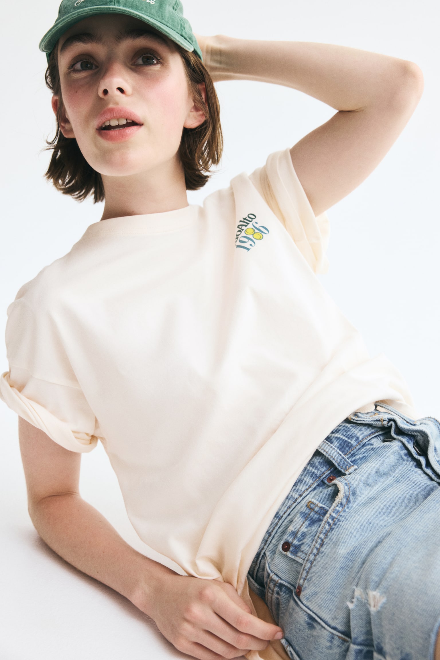 Oversized Printed T-Shirt - Cream/Palo Alto 1986/Light gray melange/Paris - 1