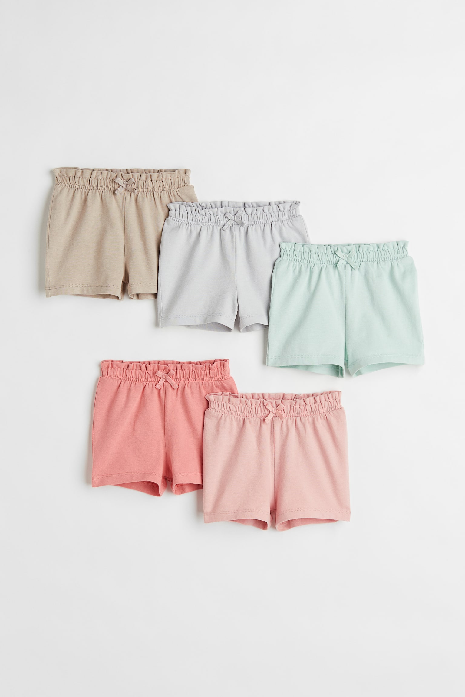 5-pack Cotton Shorts - Beige/Light mint green/Pink - 1