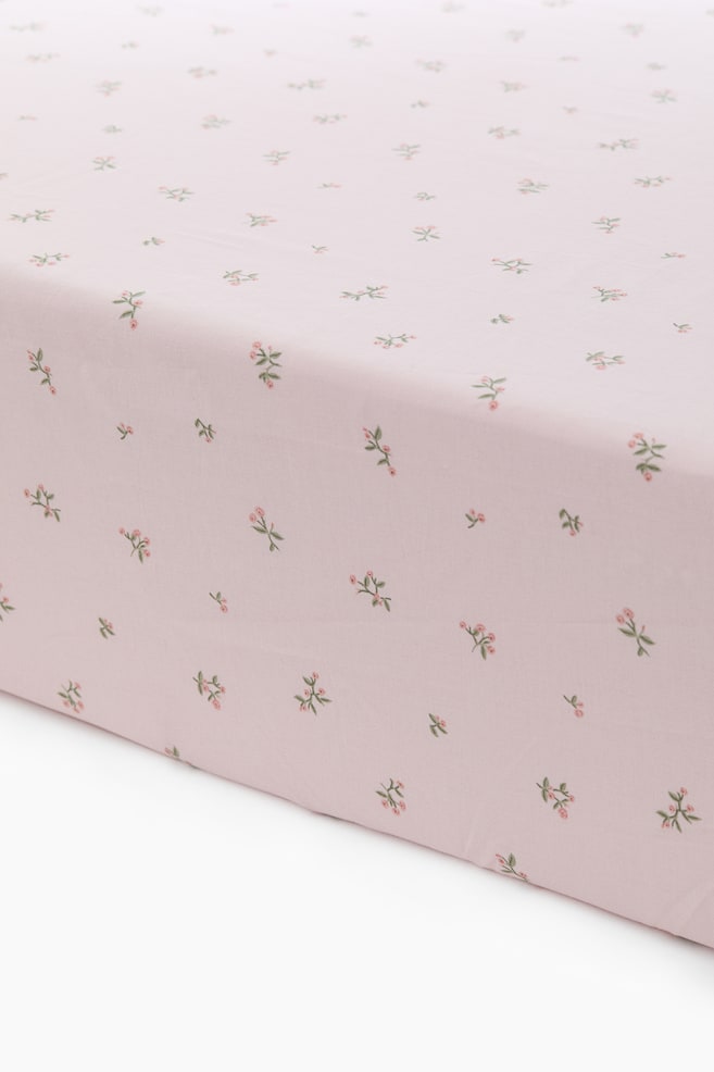 Patterned Cotton Fitted Sheet - Light pink/floral/Light beige/unicorns/Light green/vehicles/Dark green/striped/Light pink/striped/Light blue/planes/White/dotted/Light taupe/floral/White/cherries - 1