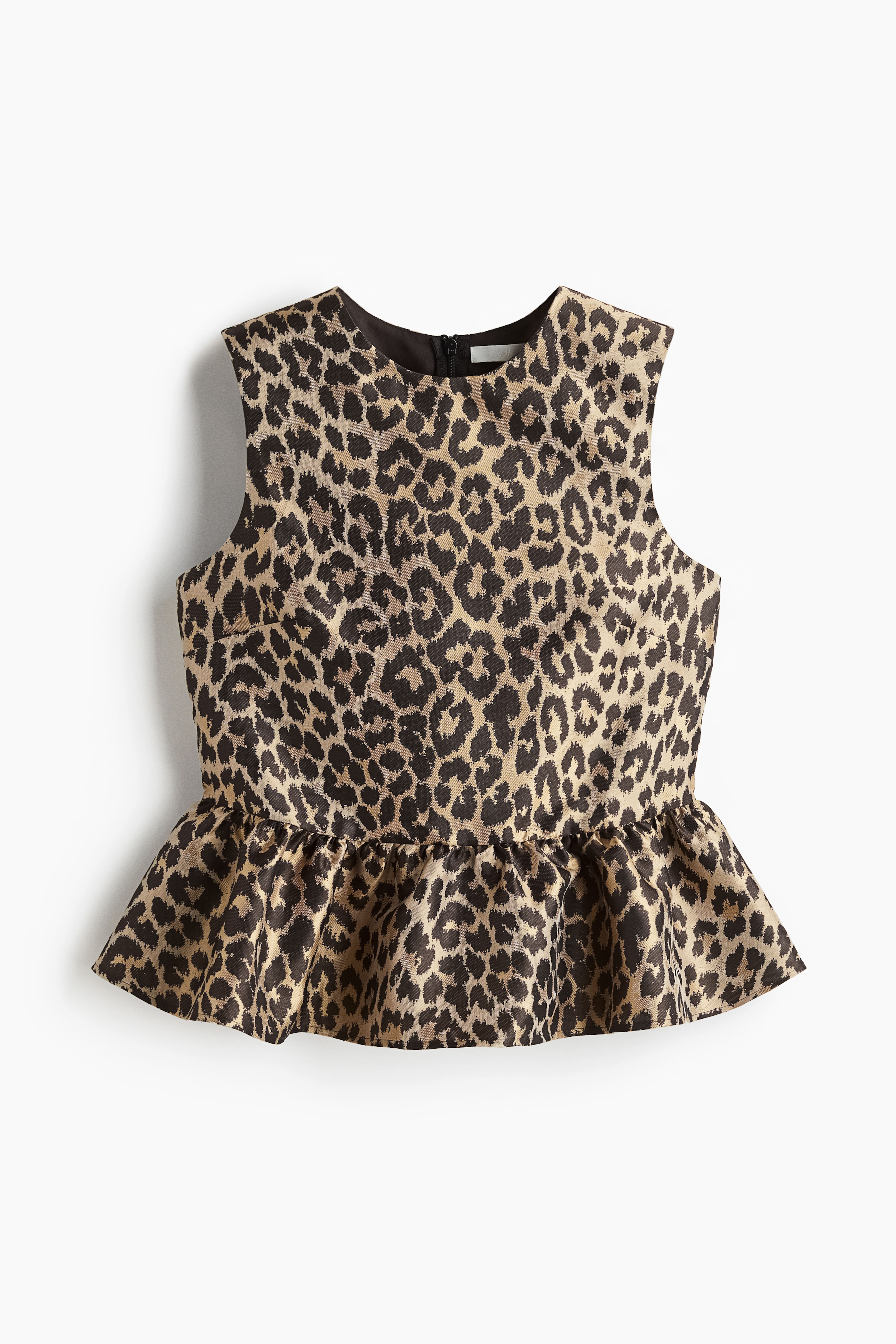 Jacquard-Weave Peplum Top