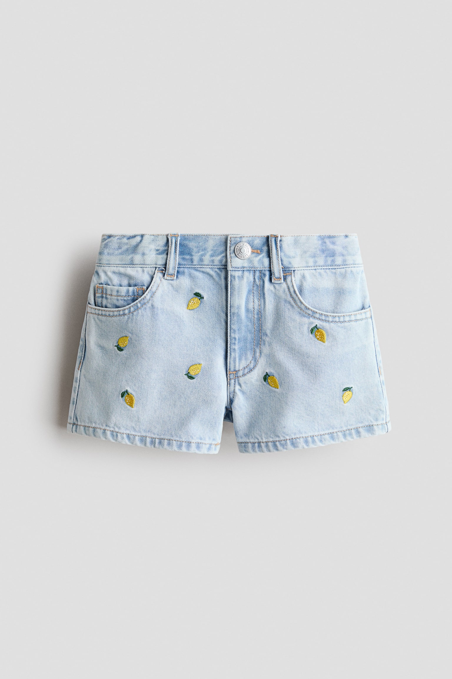 מכנסי ג'ינס קצרים - כחול ג'ינס בהיר/לימונים - 1