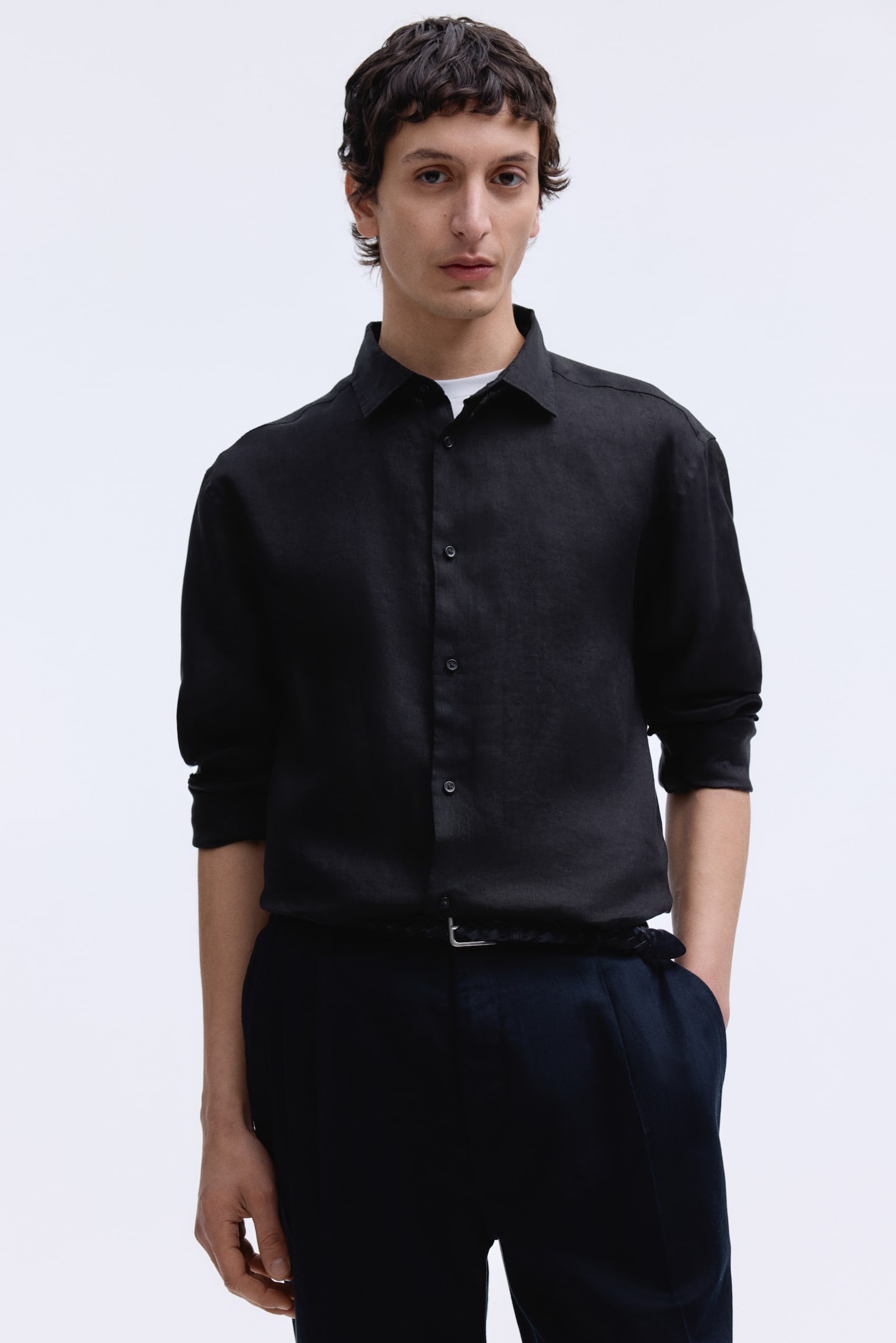 Slim Fit Linen shirt - Black/White/Light blue/Sage green - 5