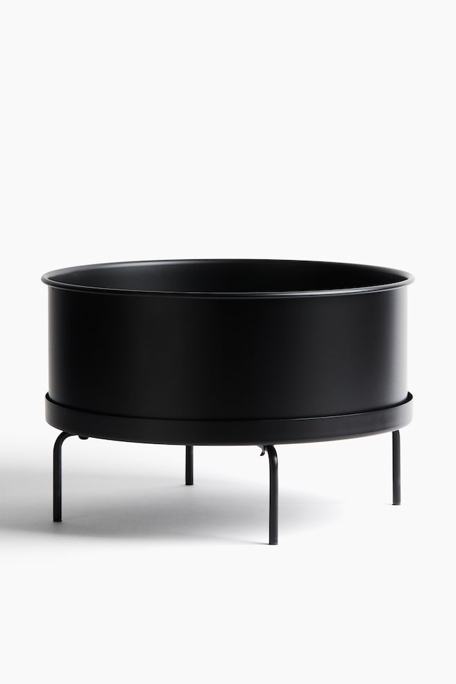 Wide Plant Pot with Stand - Black/Olive green/Light beige - 1