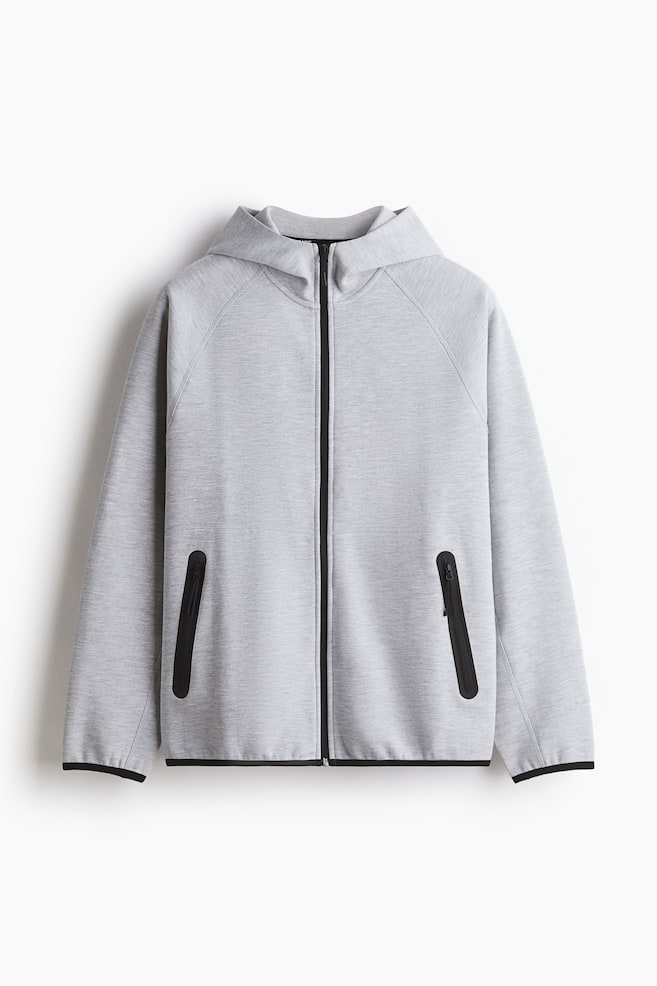 Felpa sport con DryMove™ con cerniera e cappuccio - Grigio mélange/Nero - 1