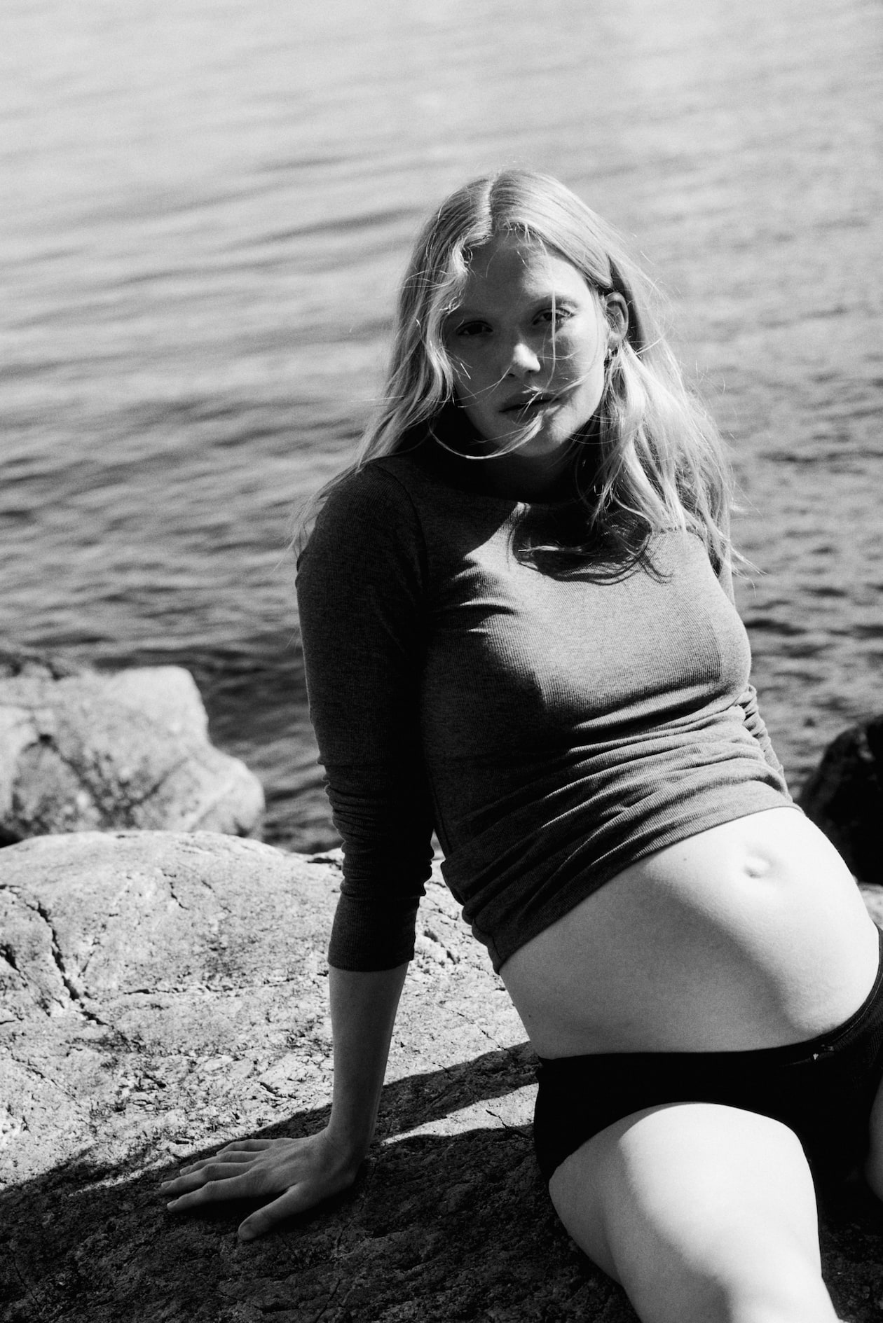MAMA Ribbed Jersey Top