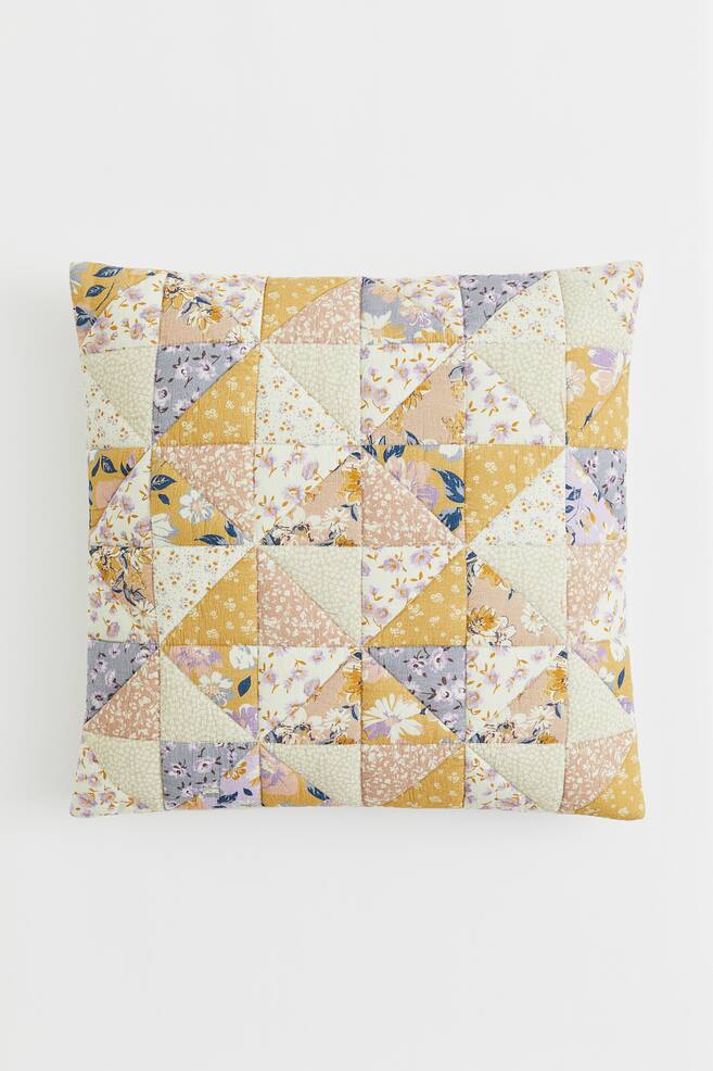 Quilted cushion cover - Yellow/Floral - 1