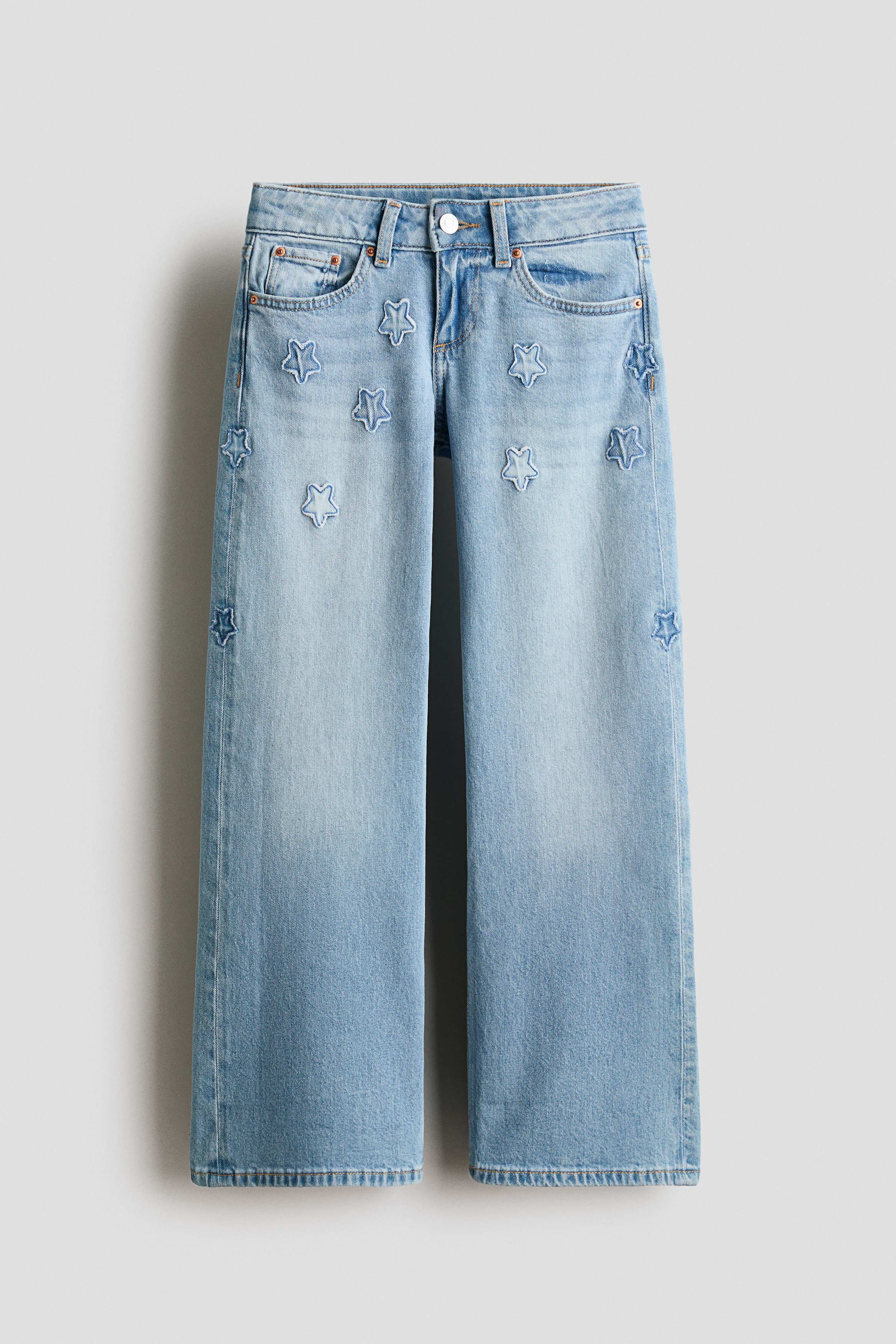 Wide-Leg Low Jeans - Light denim blue/stars