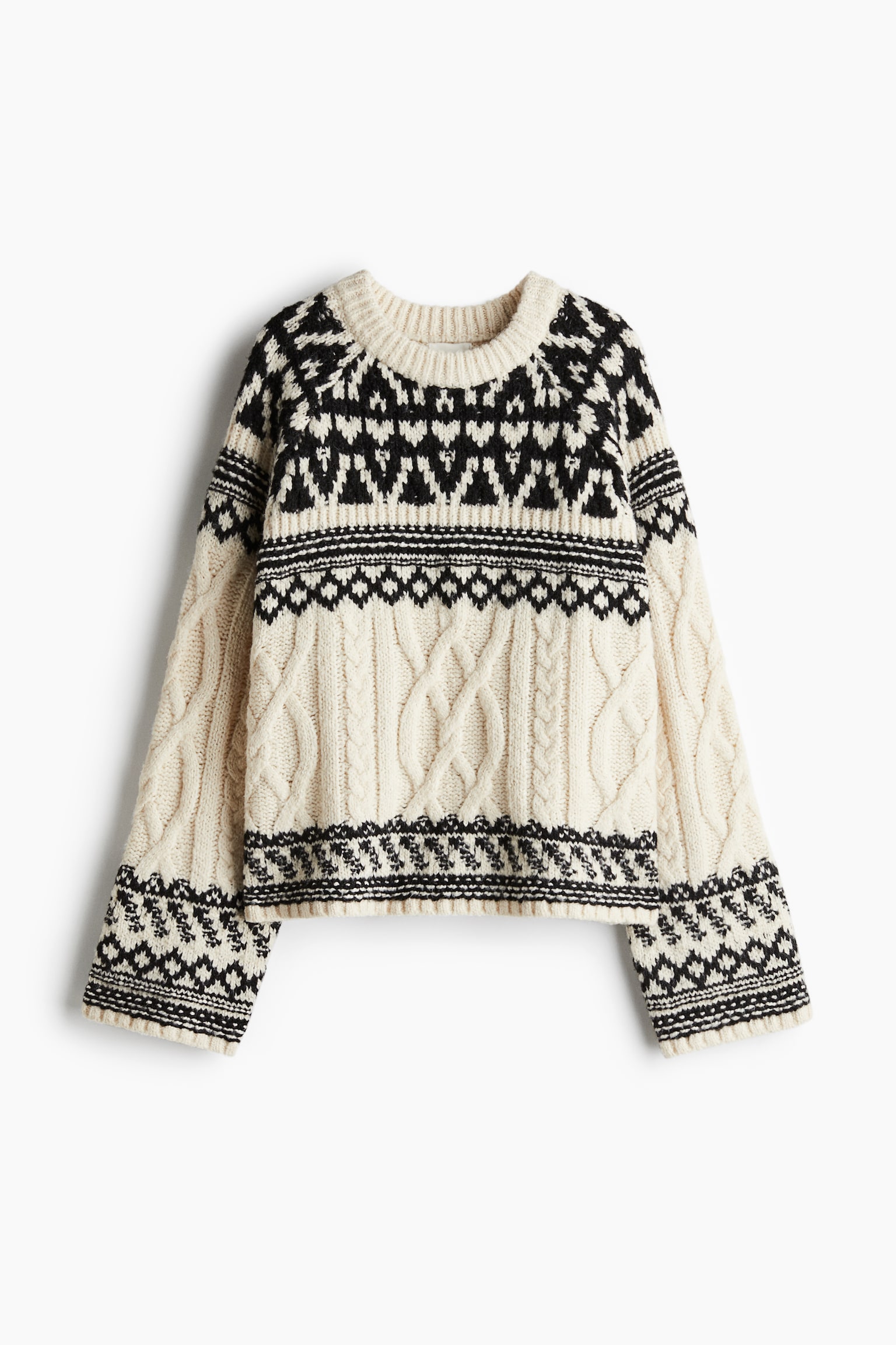 Jacquard-knit jumper - Cream - 2