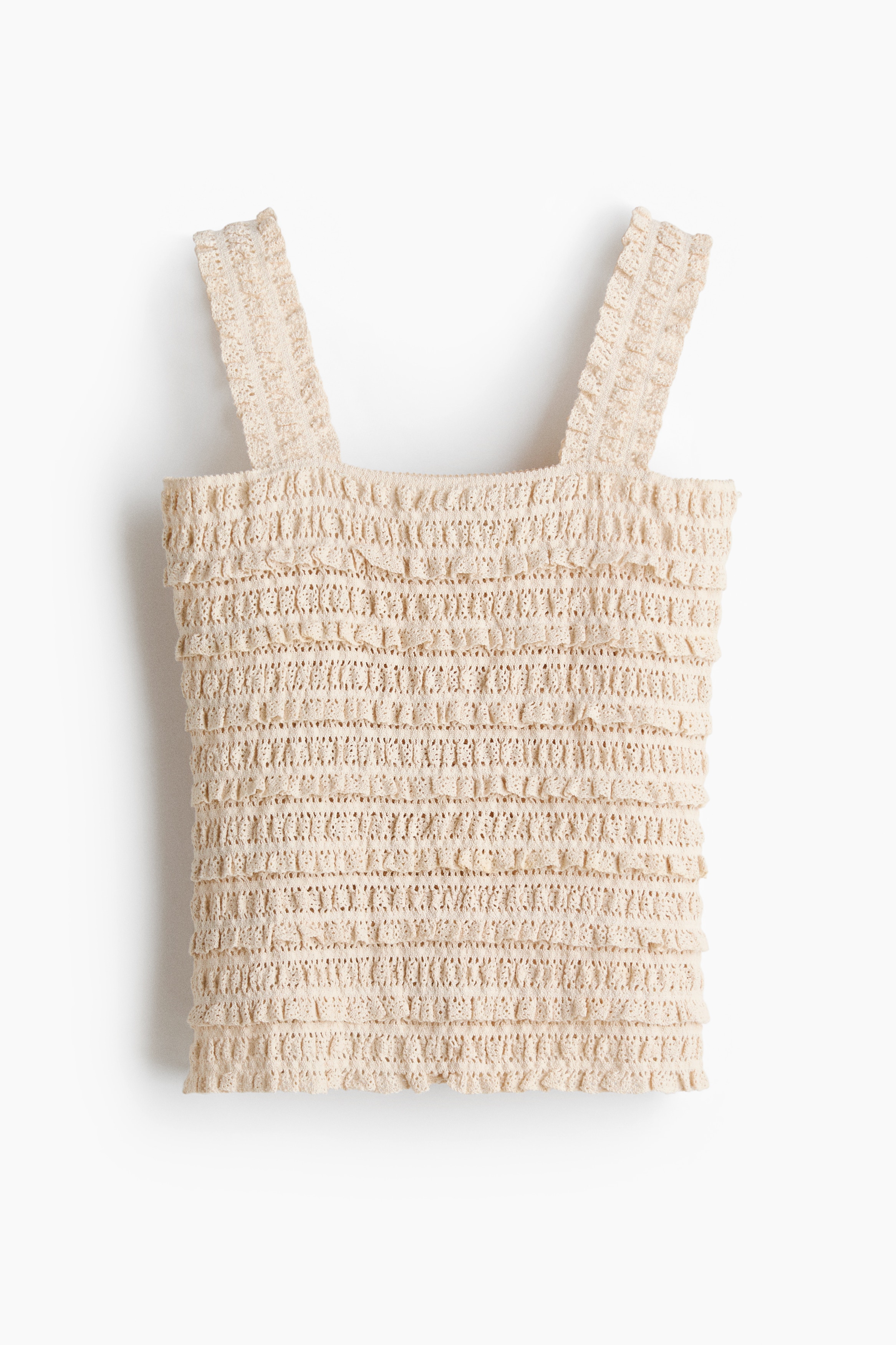 Top uden ærmer i blondejersey - Hvid