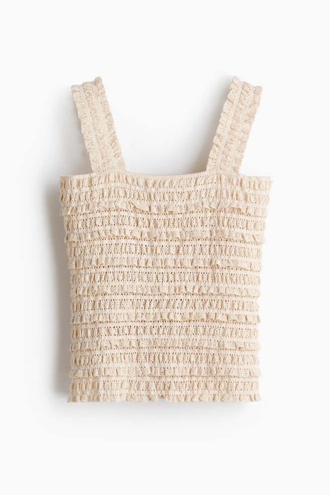 Lace jersey sleeveless top - White - 1