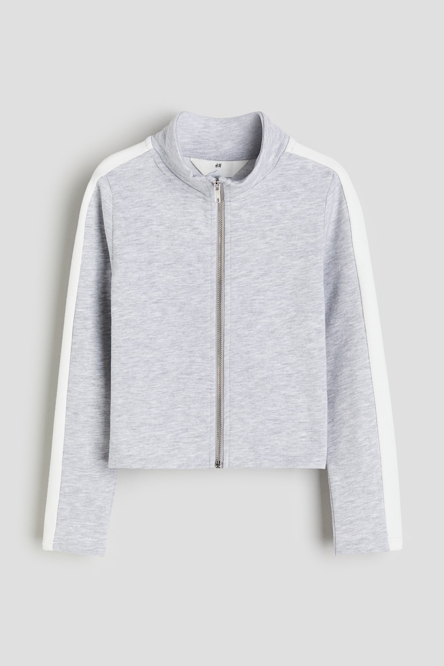 Zip Up Sweater - Light grey marle/White/Black/White - 1