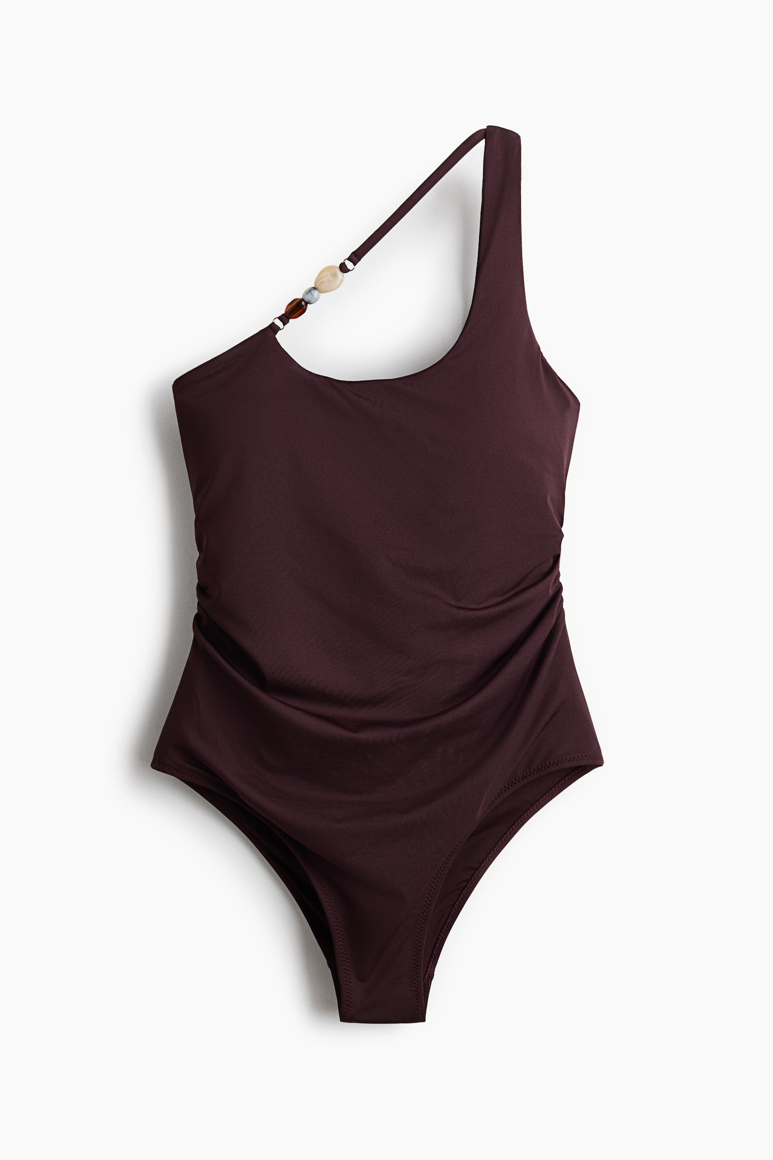 Padded-Cup One-Shoulder Swimsuit - Dark brown - 1