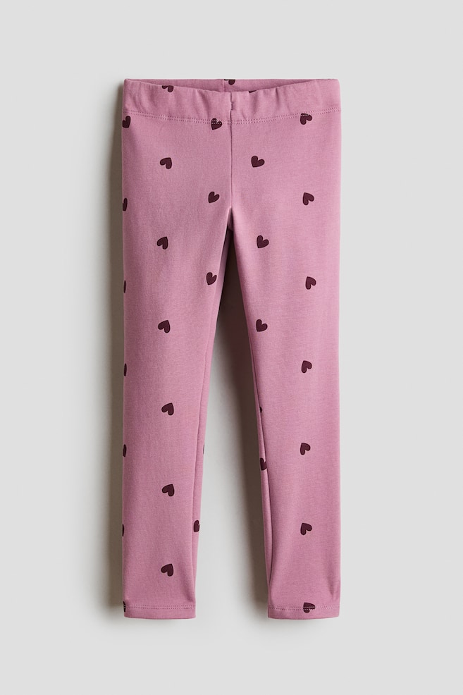Brushed-inside leggings - Heather purple/Hearts/Black/Red/Hearts/Pink/Hearts/Ivory/Hearts/Dark grey/Hearts/Light mole/Hearts/Cream/Bows/Light blue/Cherries/Turquoise/Hearts/Light green/Light beige/Leopard print/Light dusty pink/Cherries - 1