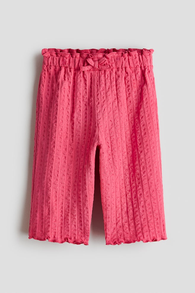 Pantalon en jersey texturé - Rose framboise/Blanc/fleuri/Blanc/rayures bleu marine/Rose/fraises/Blanc/fleuri - 1