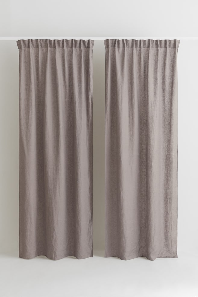 2-pack linen curtain lengths - Grey/Light beige/Greige - 3