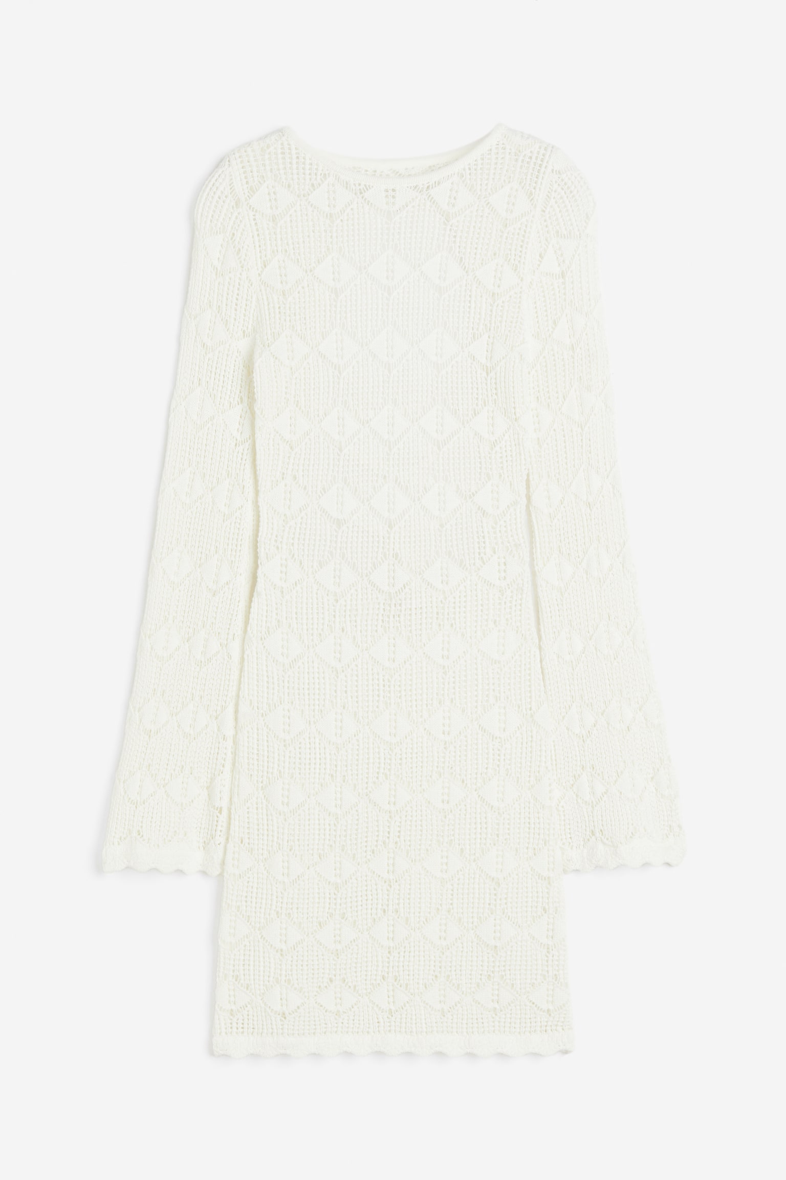 Open Back Pointelle Knit Dress - Cream/Black - 1