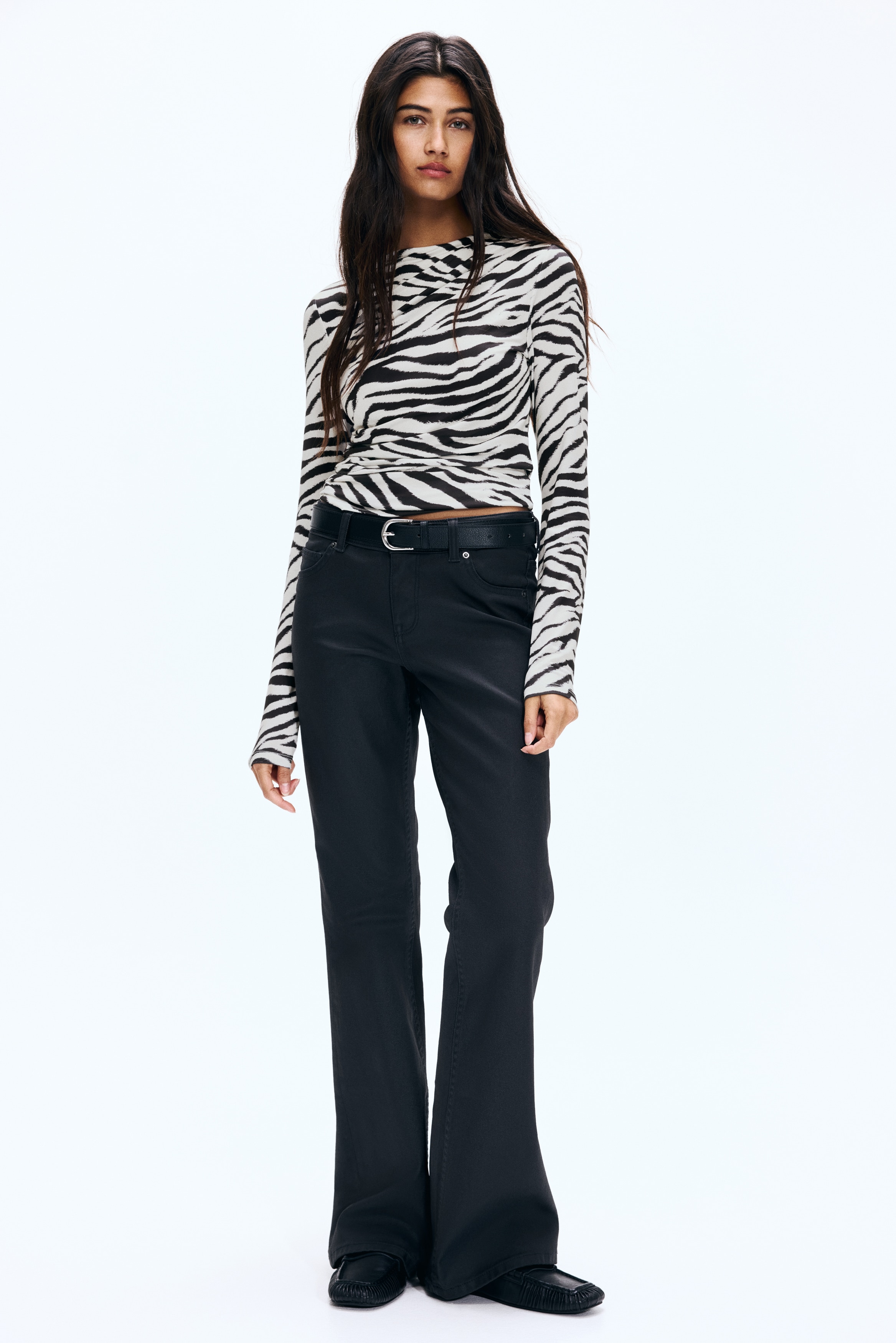 Women's White/zebra print Draped Top | H&M CA