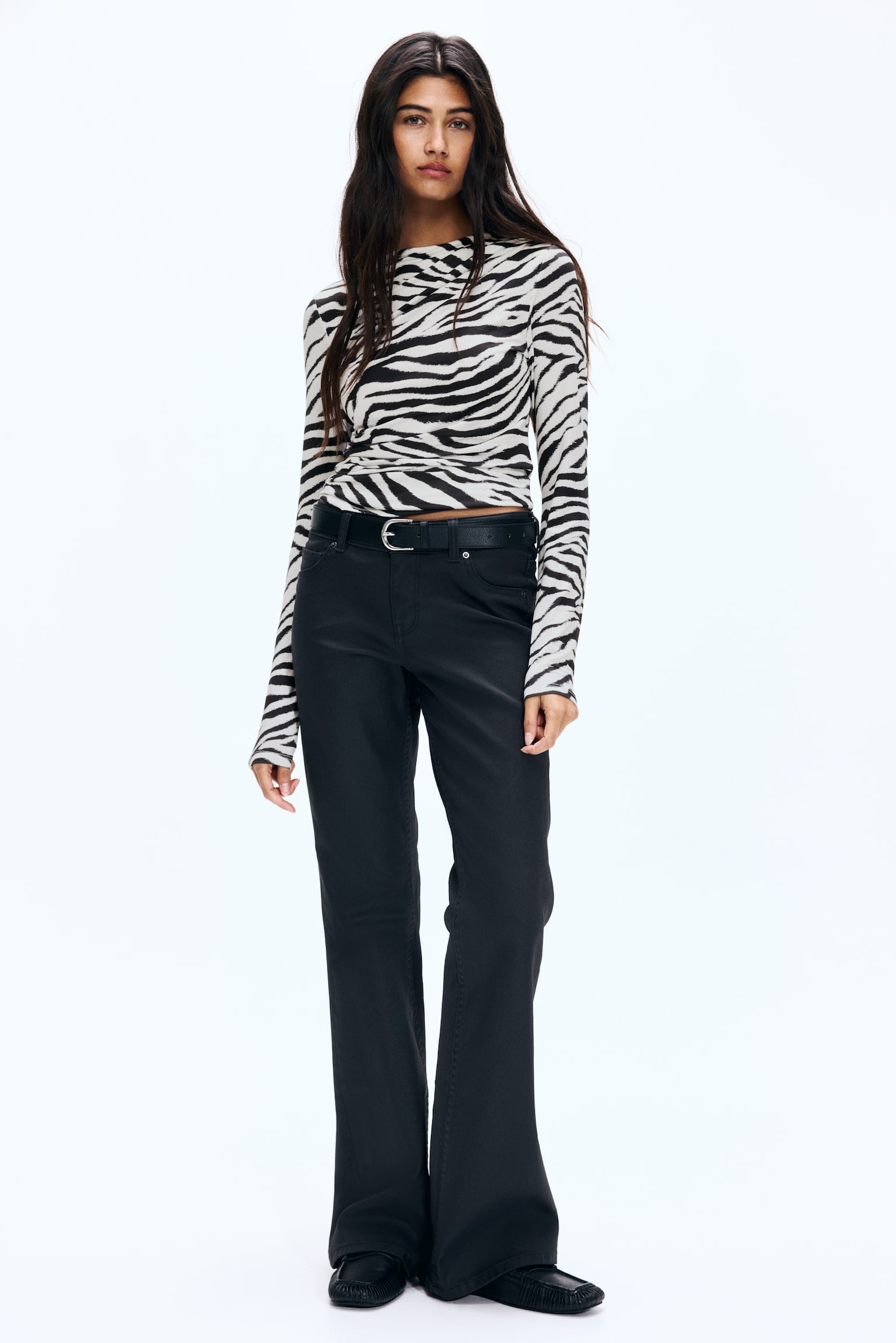 Женский топ H&M Draped Top, цвет: Белый / Зебра с принтом — фото 3