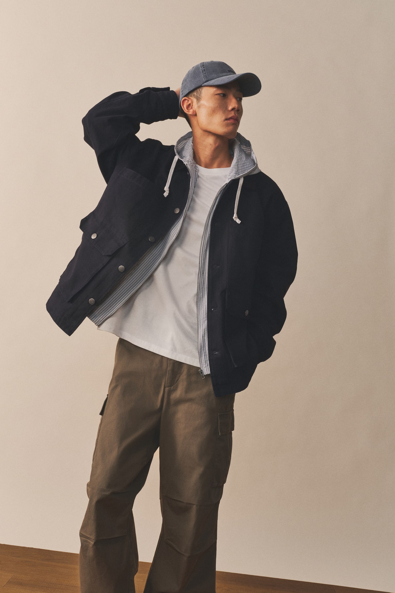 재킷 루즈핏 - 다크 블루/베이지 - 5