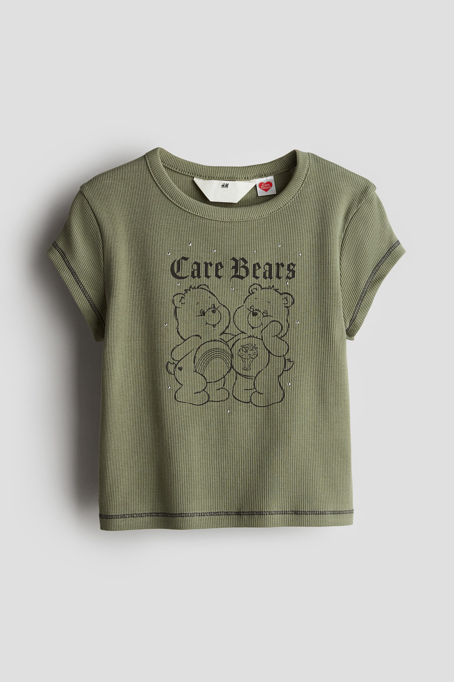 Ribbed T-shirt - Dark khaki green/Care Bears/Black/Hello Kitty/Grey/Harry Potter/Navy blue/Mickey Mouse/Beige/Keith Haring/Dark grey/Blackpink/White/Mickey Mouse - 1