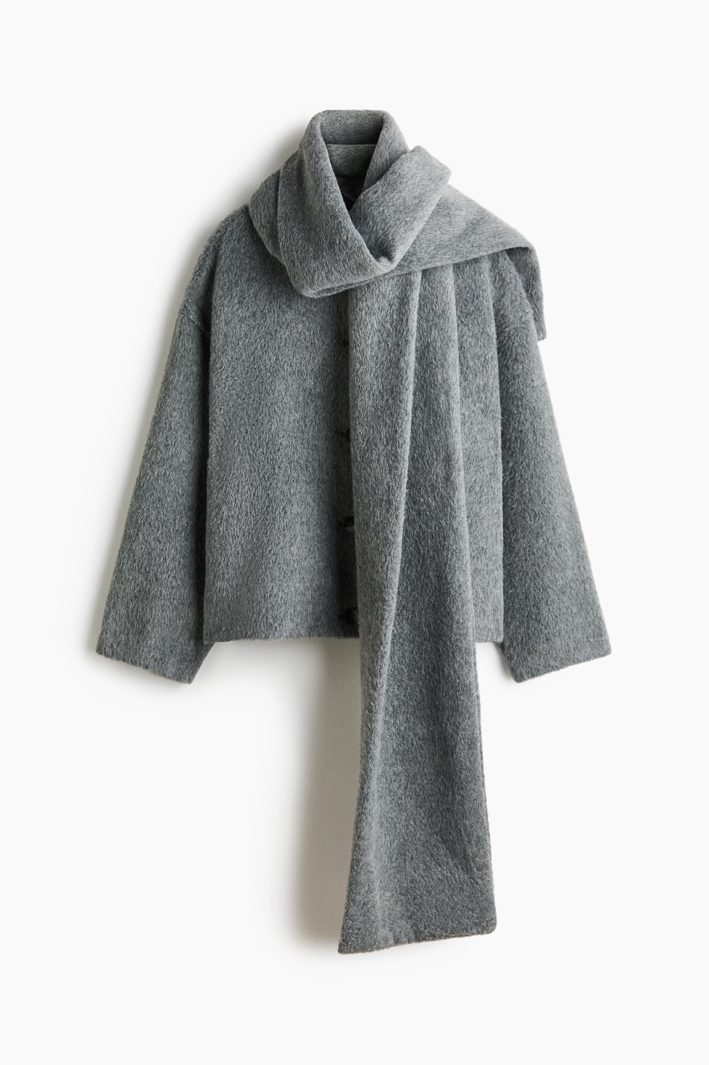 Geruwde jas met sjaal - Grijs/Marineblauw/geruit