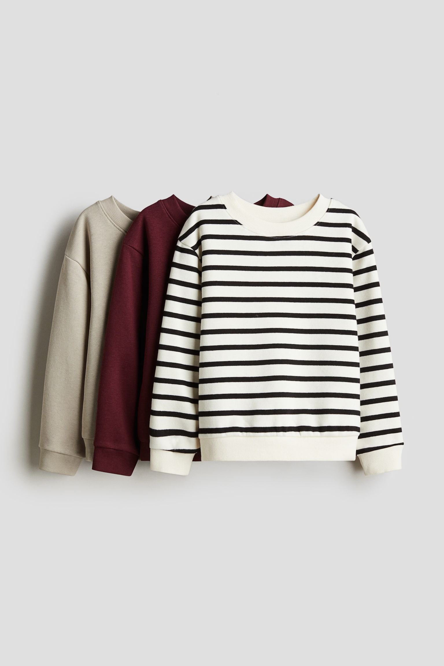 3-pack sweatshirts - Dark red/Striped/Light grey/Grey/Dark grey/Light green/Dark grey/Blue/Brown/White/Olive green/Bright blue/Grey marl/Navy blue - 1