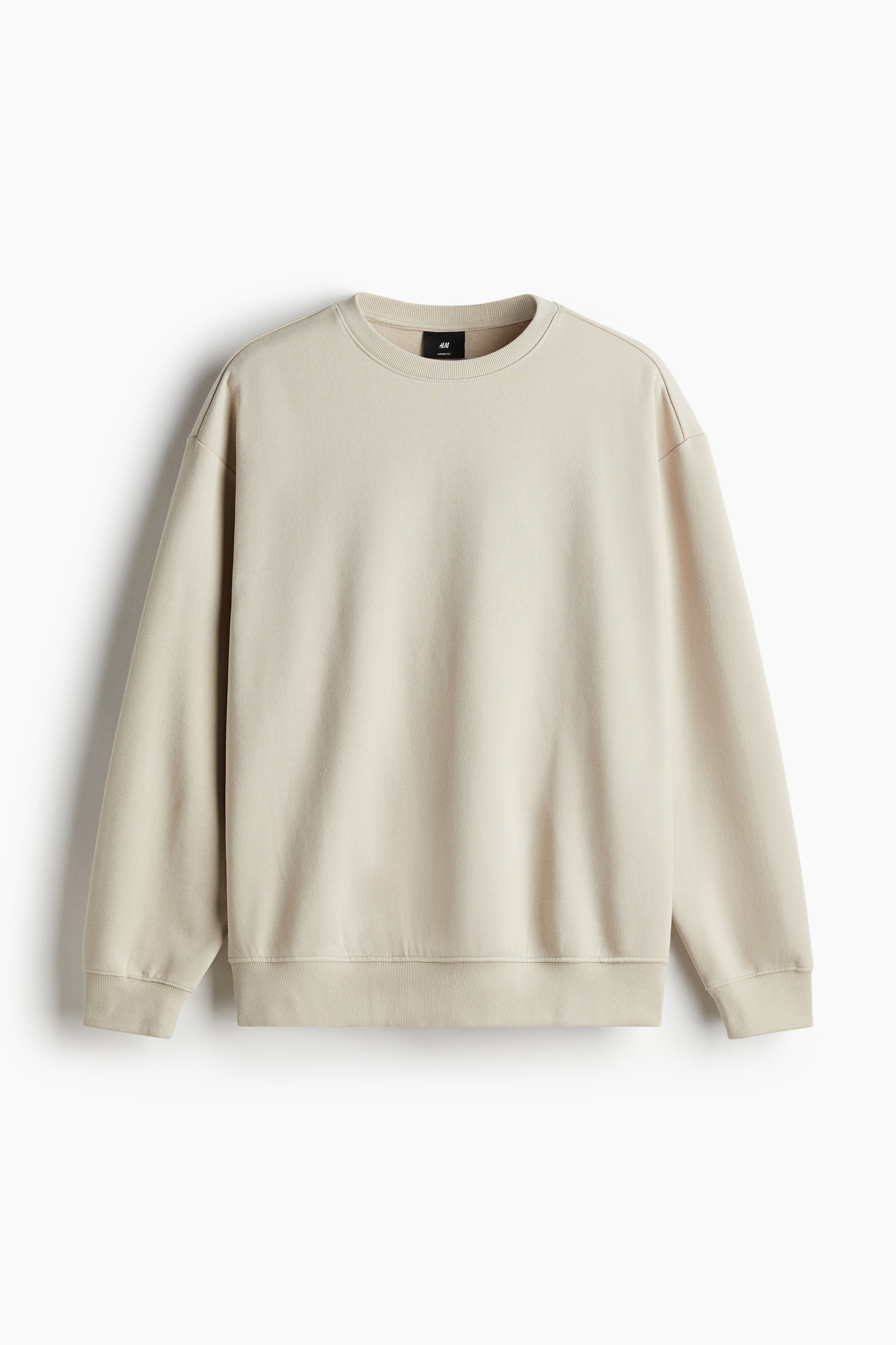 Loose Fit Sweatshirt - Round Neck - Long sleeve - Light beige - Men | H ...