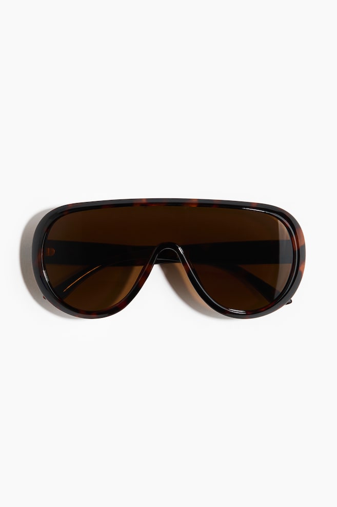 Shield Sunglasses - Brown/tortoiseshell pattern/Dark purple - 1