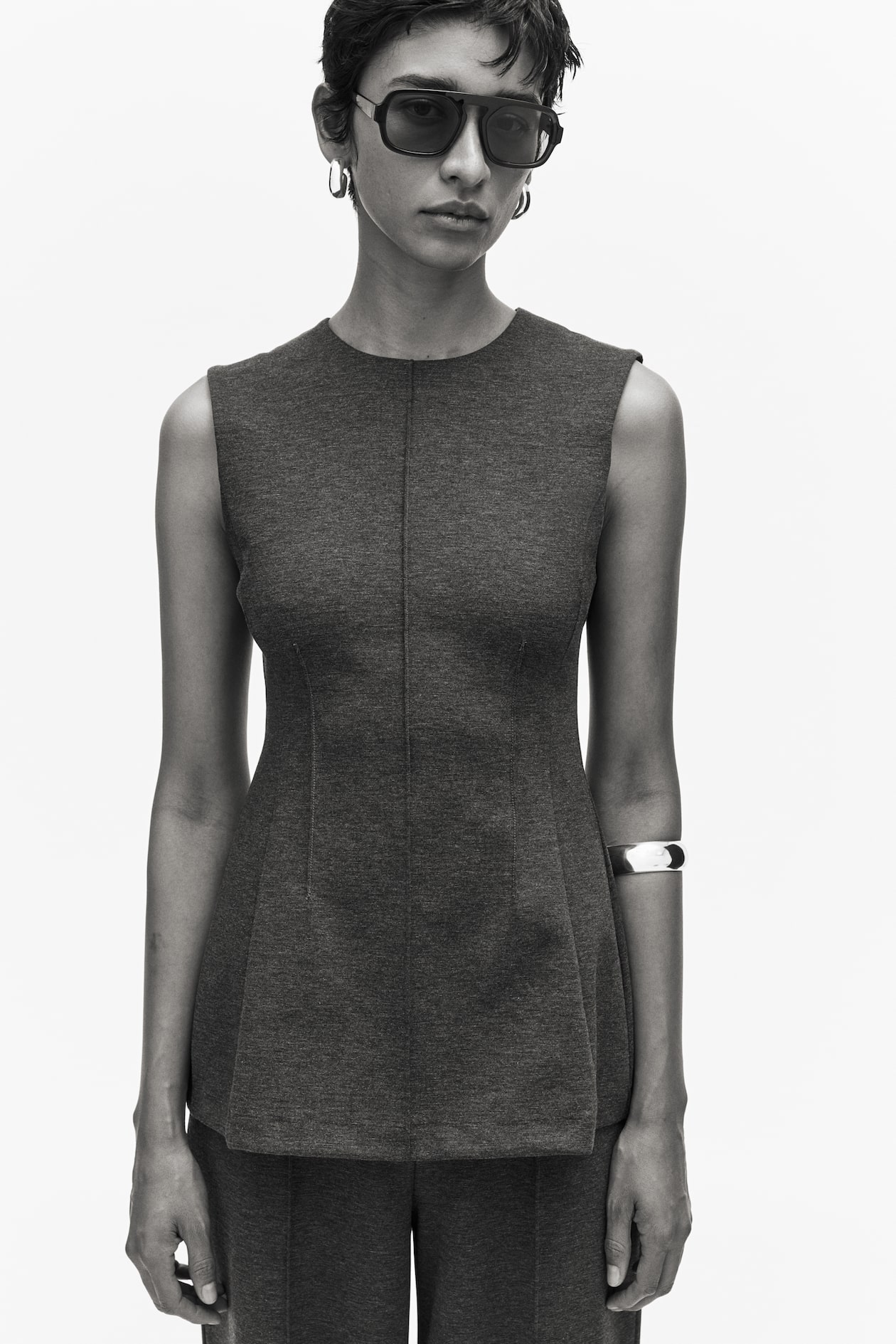 Tapered-Waist Ponte Top