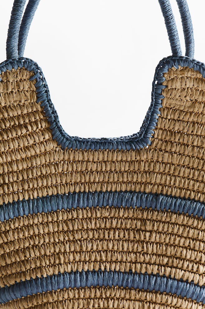 Straw Shopper-Light beige/striped - 4
