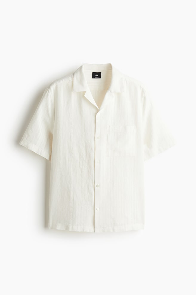 Regular-Fit Linen-Blend Resort Shirt - Cream/Sage green - 1