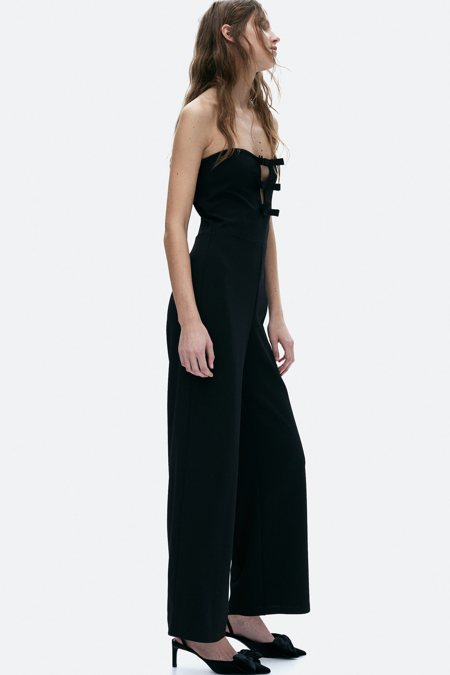 Bow-front bandeau jumpsuit - Black - 6