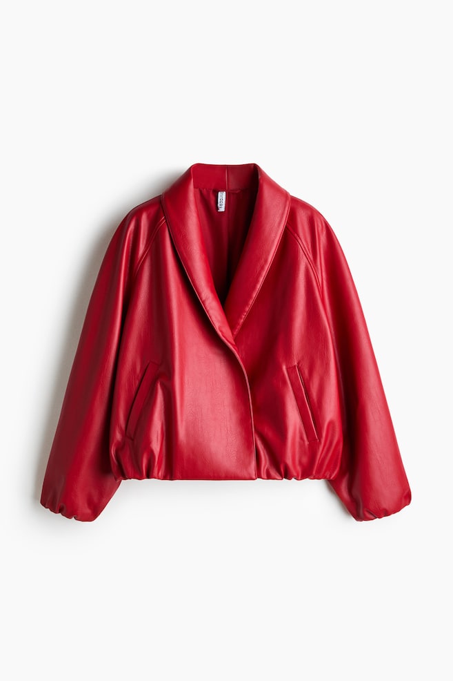 Coated shawl-collared jacket - Bright red/Black - 1