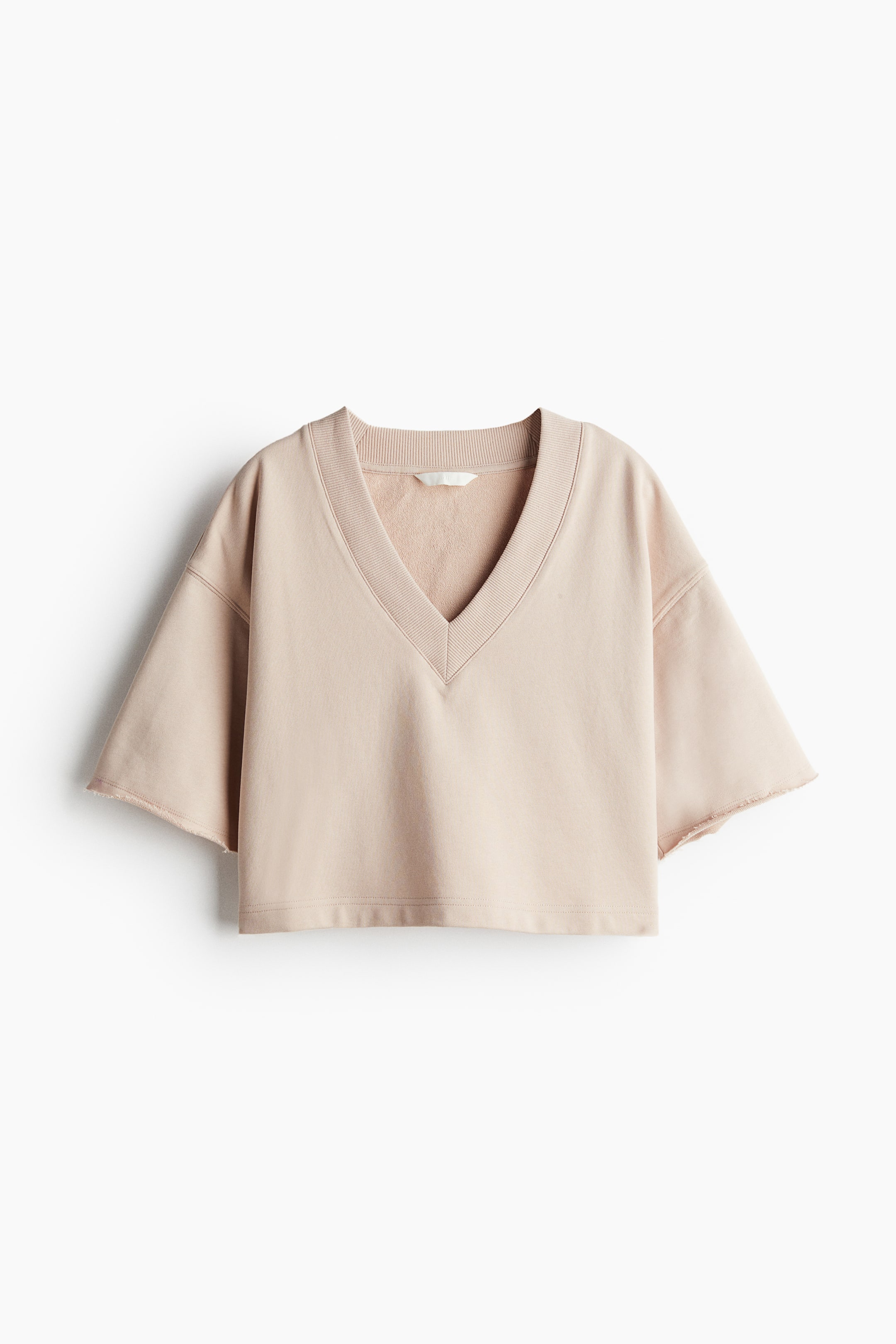 拡大画像を表示: VネックTシャツ - ライトベージュ - レディース | H&M JP 1