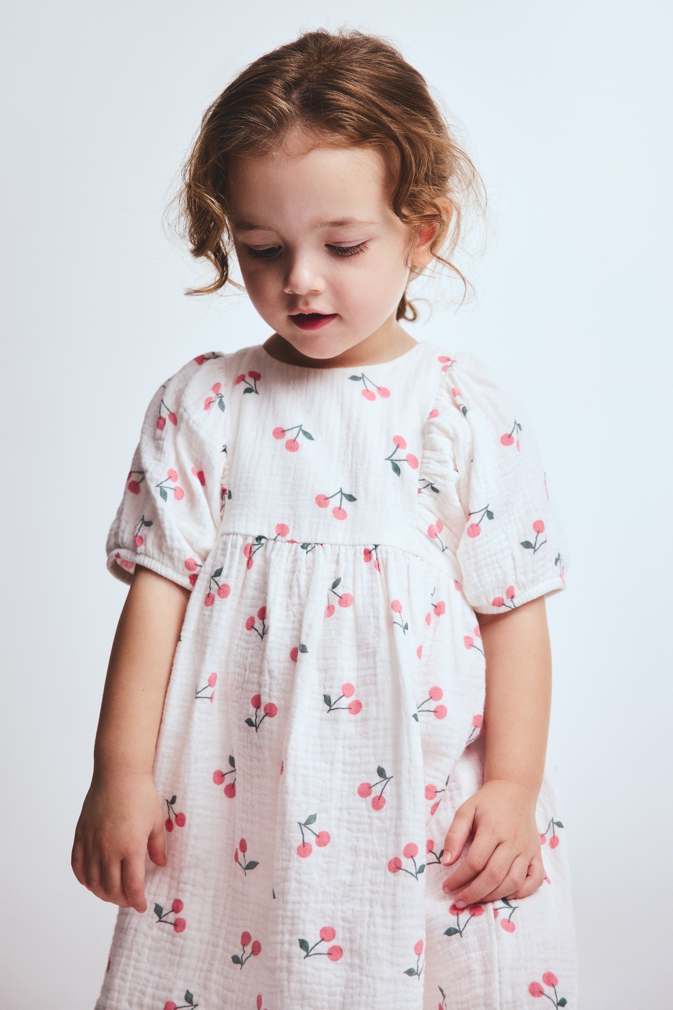 Cotton muslin dress - White/cherries/Light beige/hearts/Light blue/floral/Light pink/strawberries/Light pink/hearts