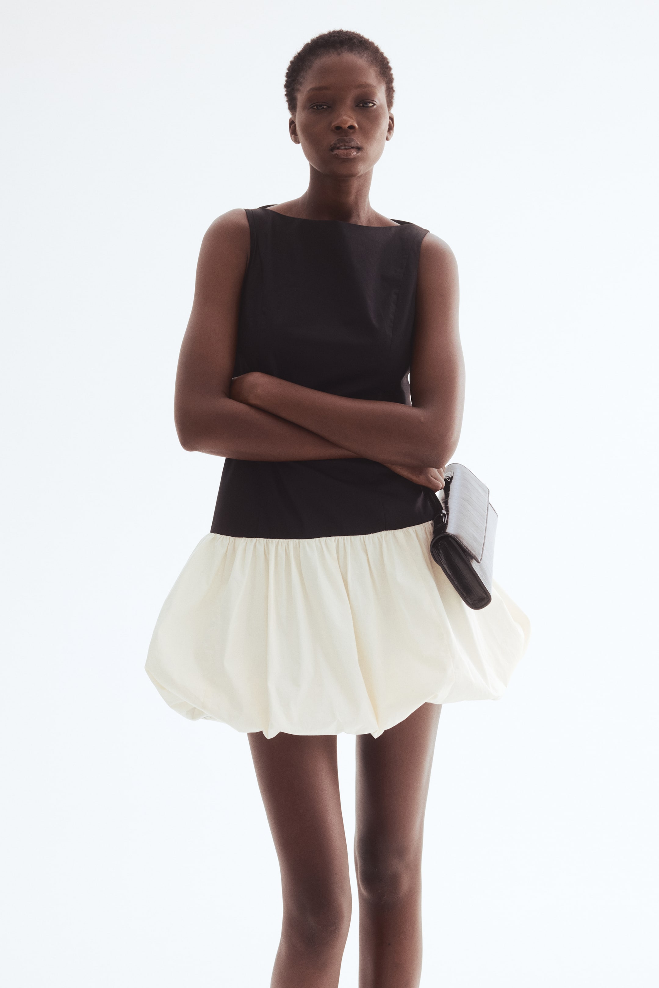 View larger image: Bubble-hem dress - Black/Colour block - Ladies | H&M SG 1