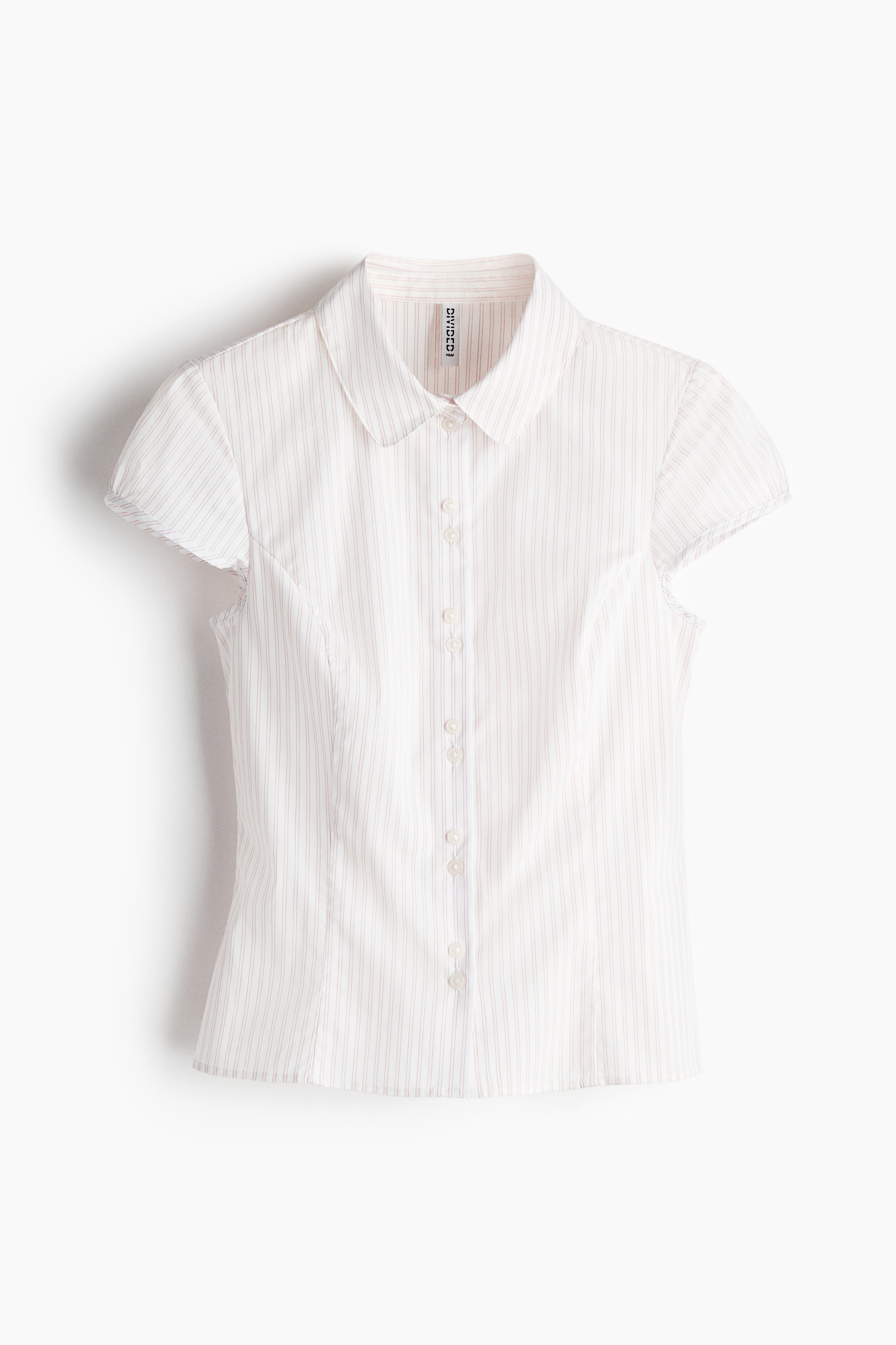 Cap-Sleeved Shirt - White/light pink striped/Light blue/striped/Light yellow