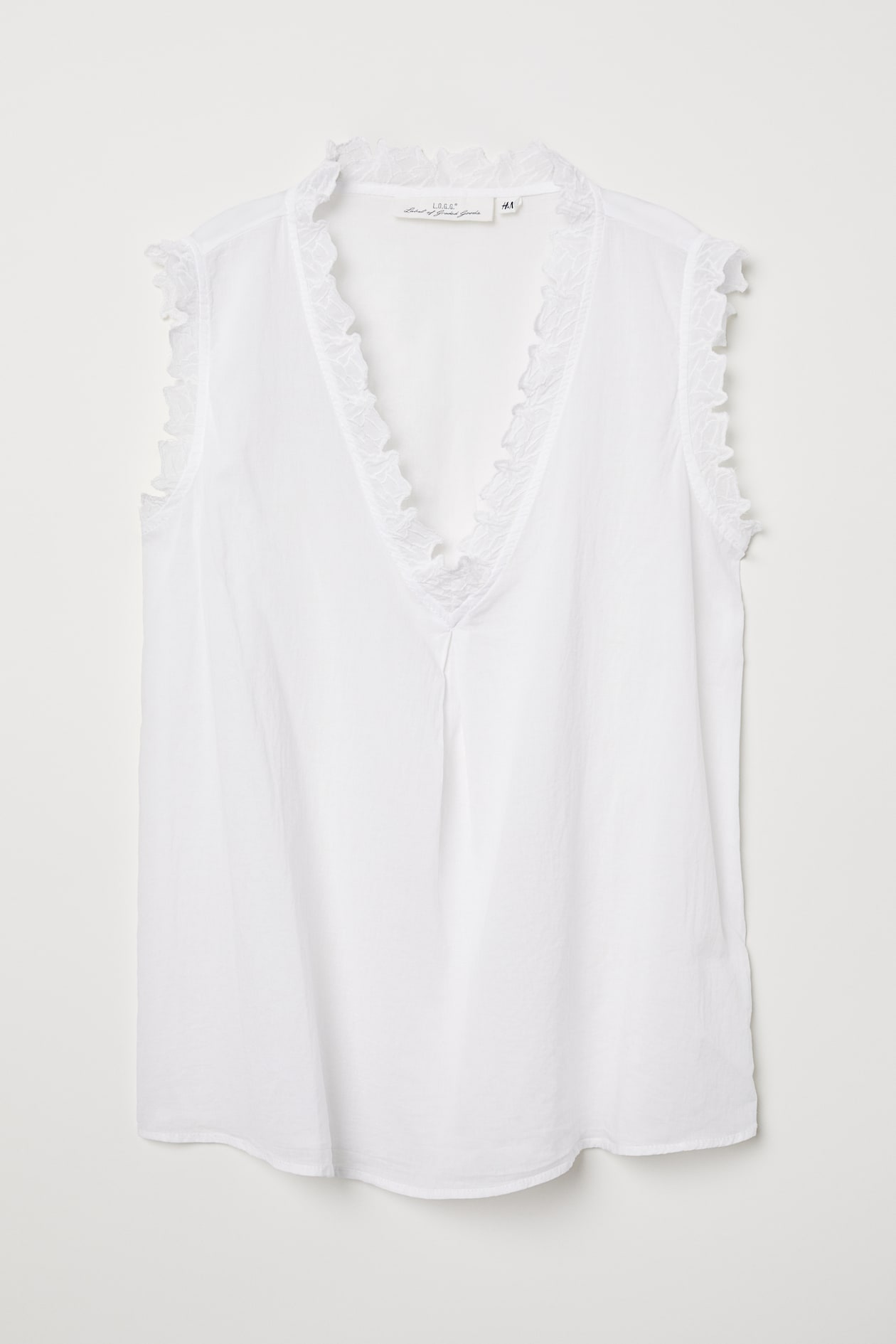 Blouse sans manches en coton - Blanc - FEMME | H&M FR