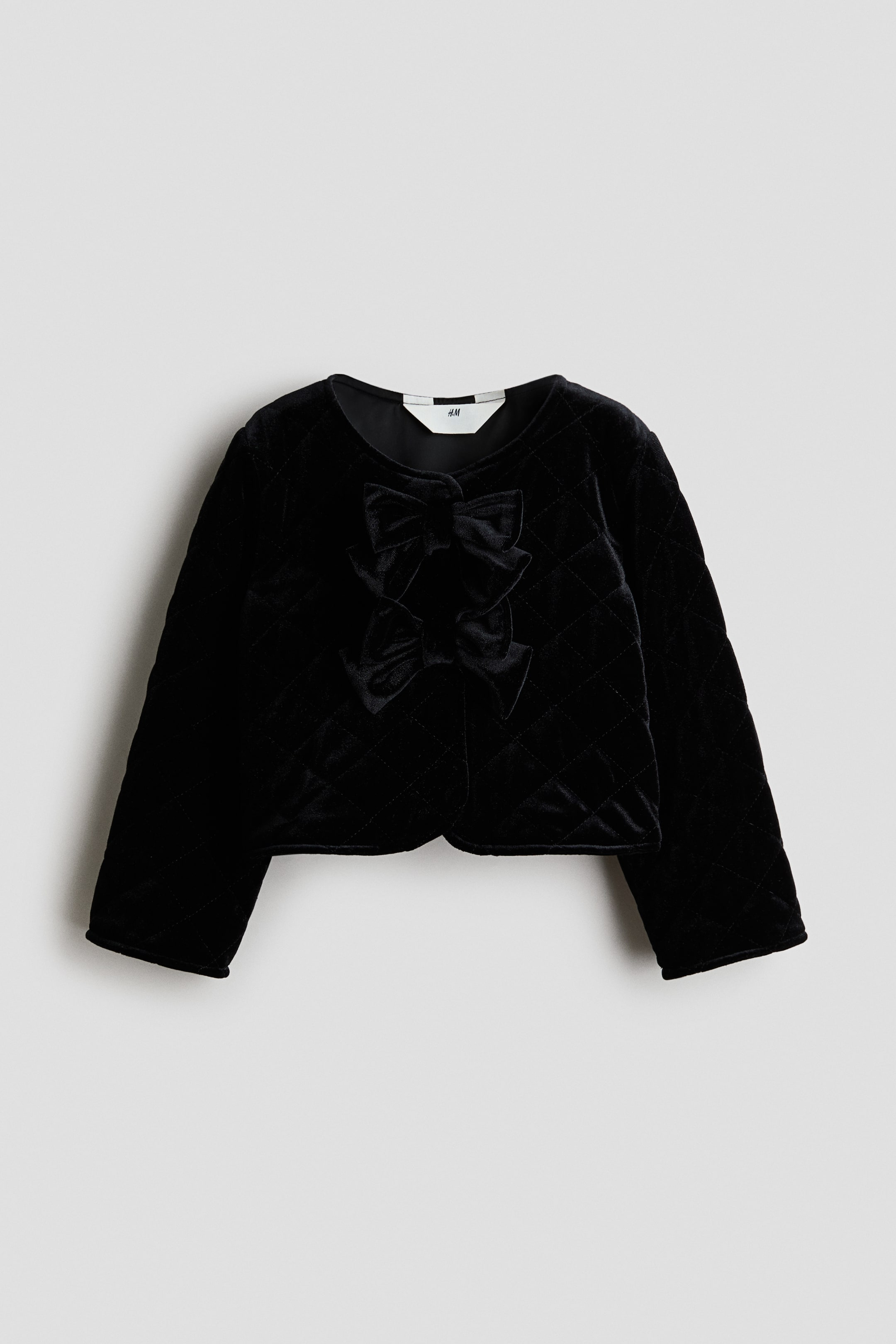 View larger image: Bow-detail velvet jacket - Black - Kids | H&M 1