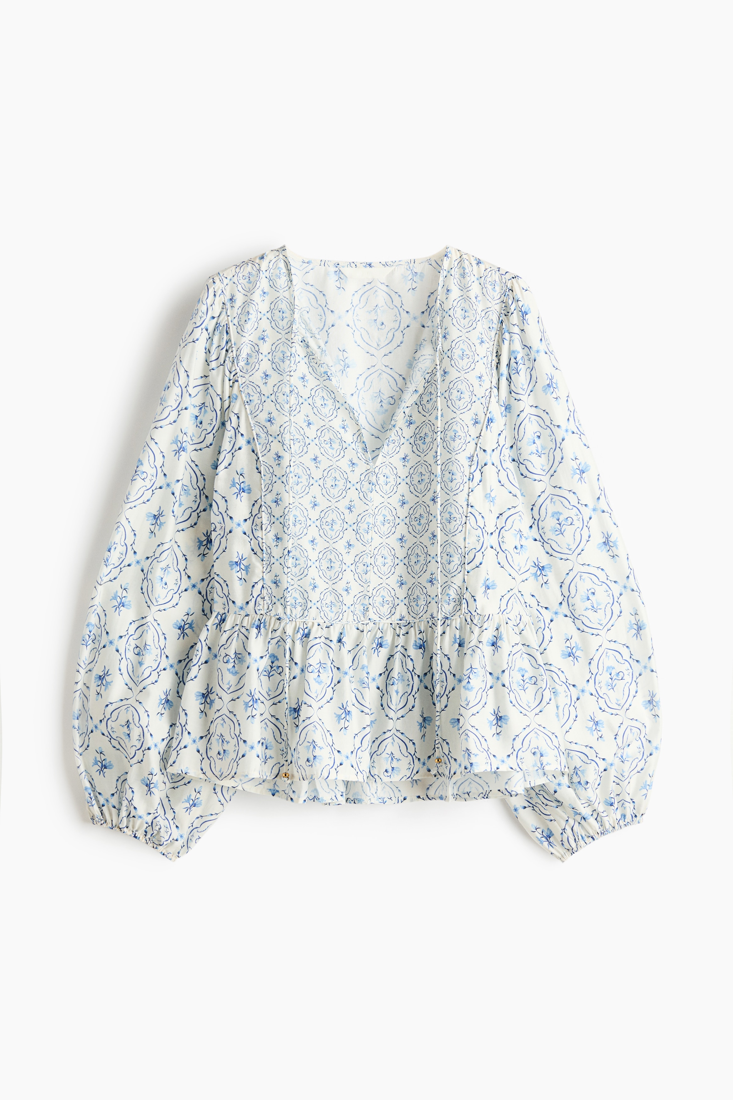 Peplum blouse - White/Floral/Dusty orange/Patterned