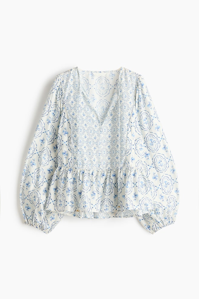 Blusa con peplum - Blanco/Floral - 1