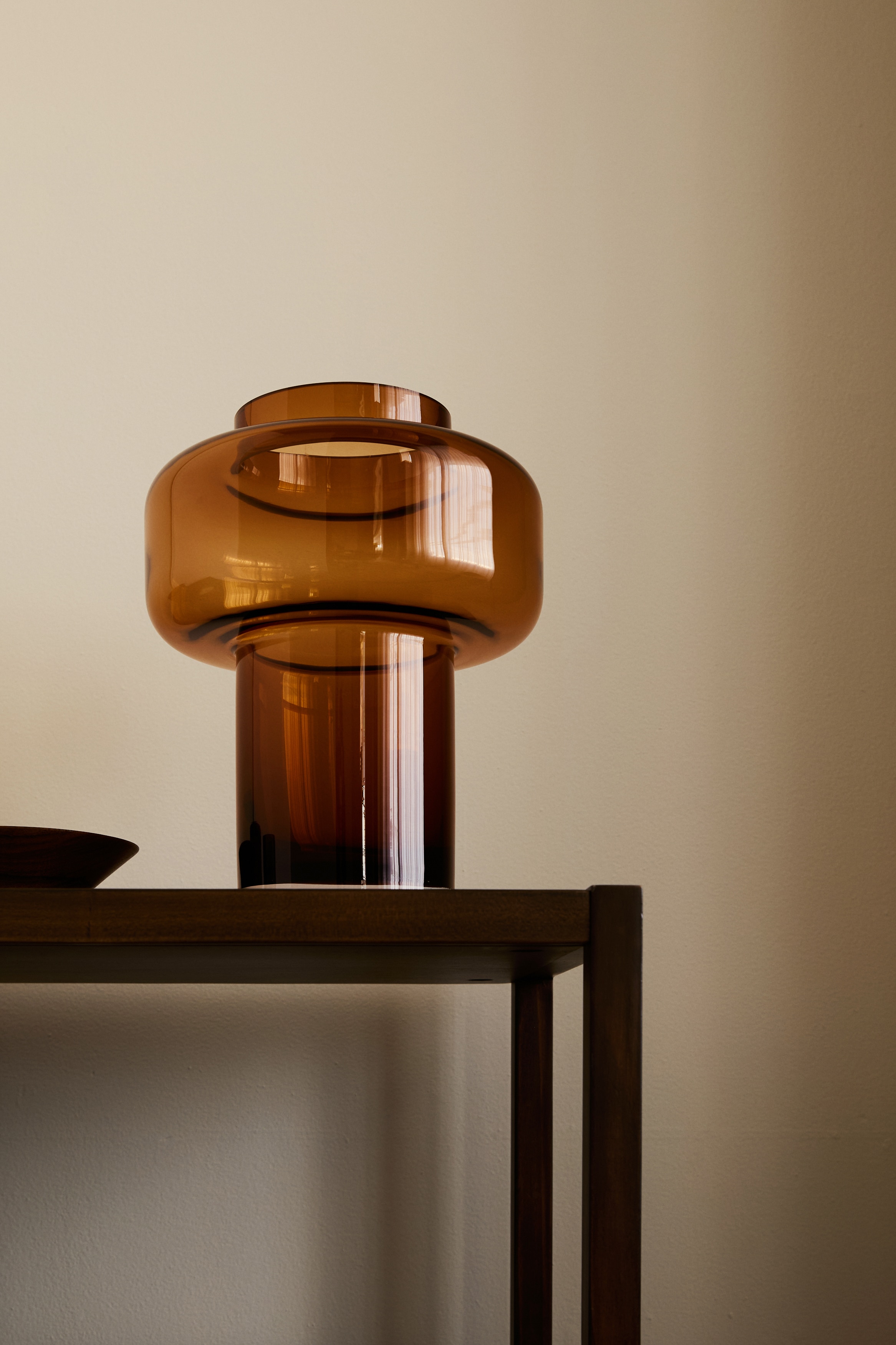 Tall Tiered Glass Vase - Amber-colored