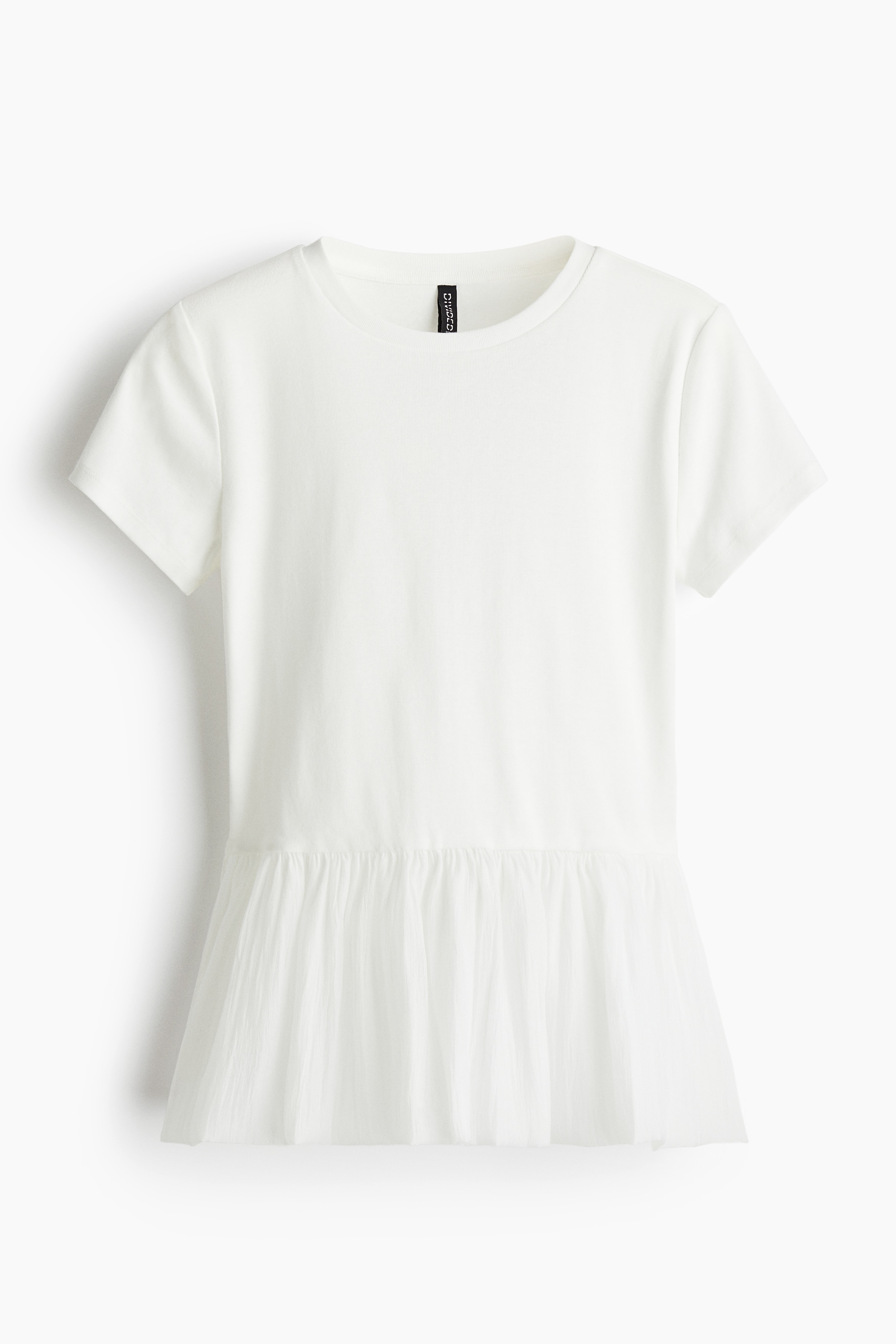 Bubble Hem Top - White/Black
