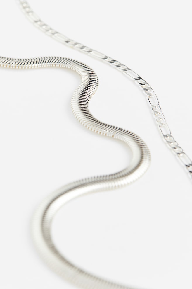 Short two-strand necklace - Silver-coloured - 2