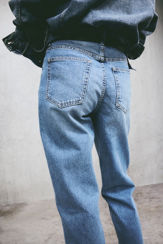 Slim Straight High Ankle Jeans - Blu denim/Blu denim chiaro - 3
