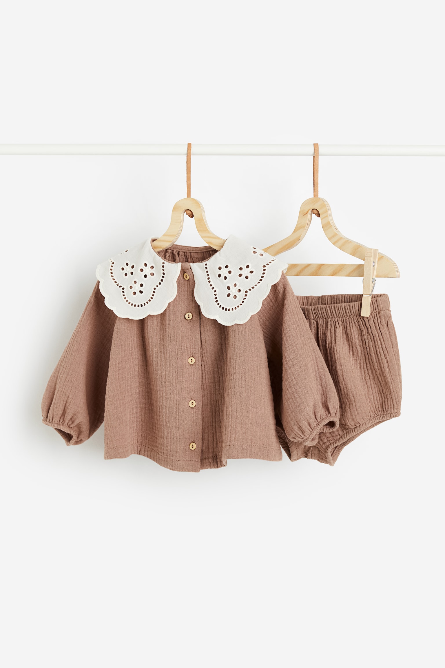 2-piece Blouse & Bloomers Set - Dark beige - 1