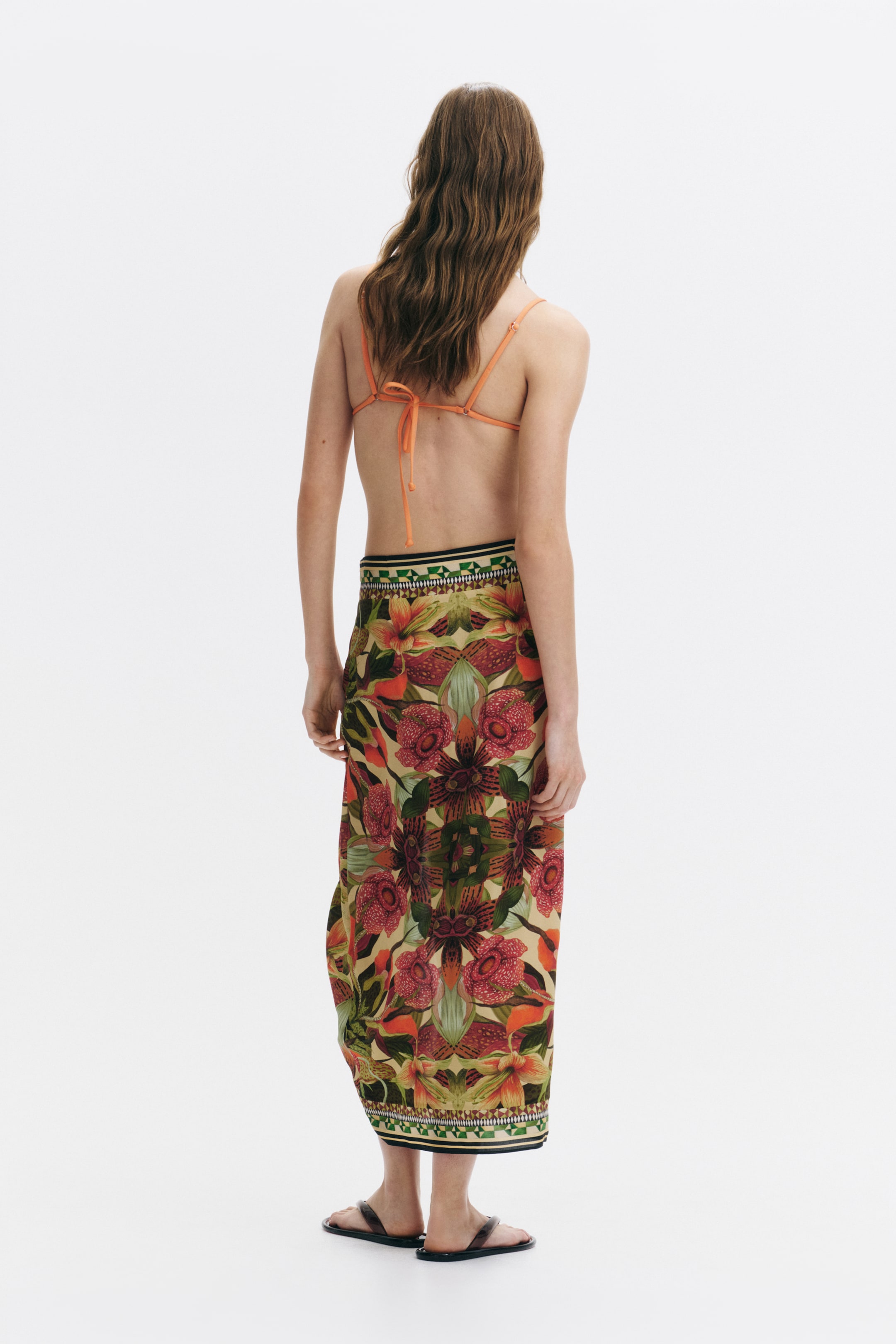 Draped-Detail Midi Skirt