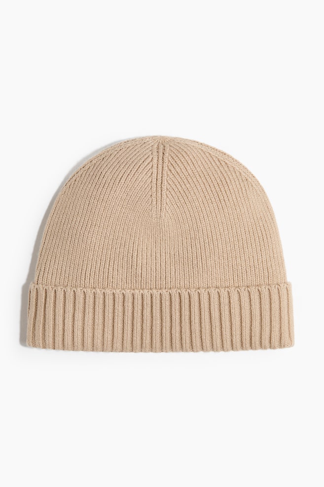 Rib-Knit Beanie - Beige/Bright green - 1
