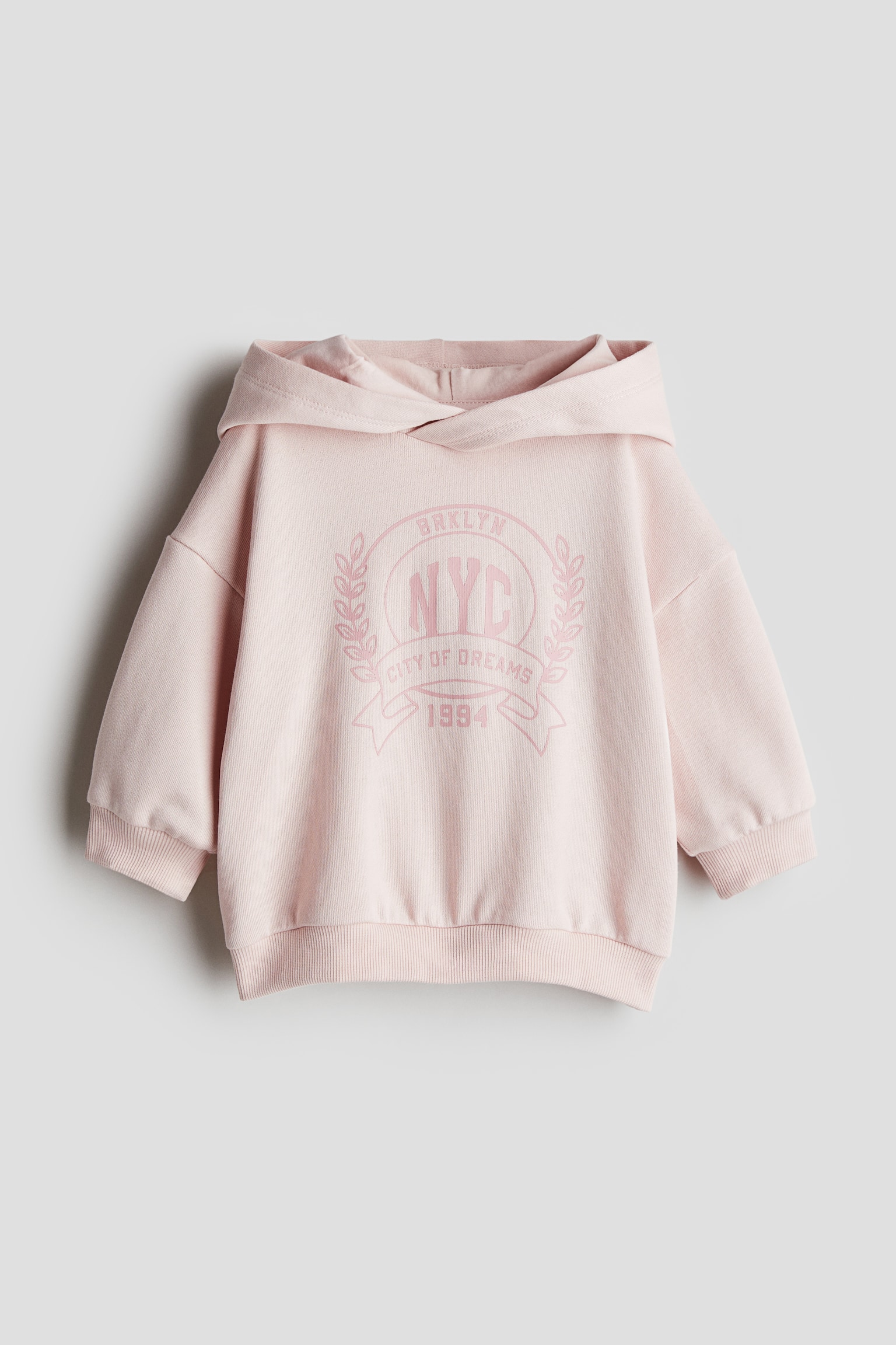 Print-motif hoodie - Light dusty pink - 1