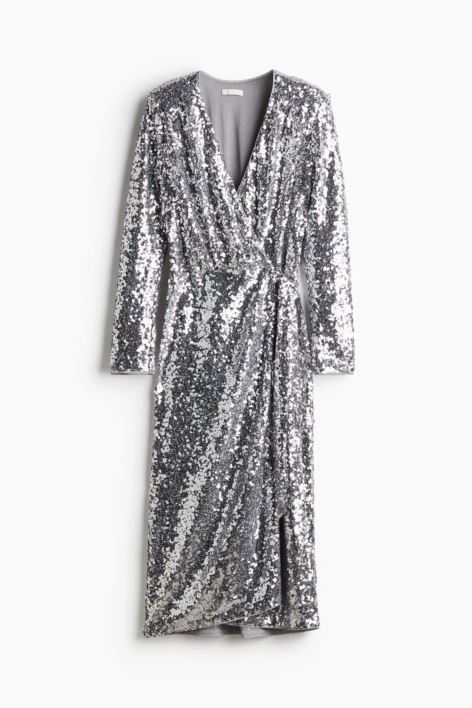 Sequined wrap dress - Silver-coloured/Black - 2